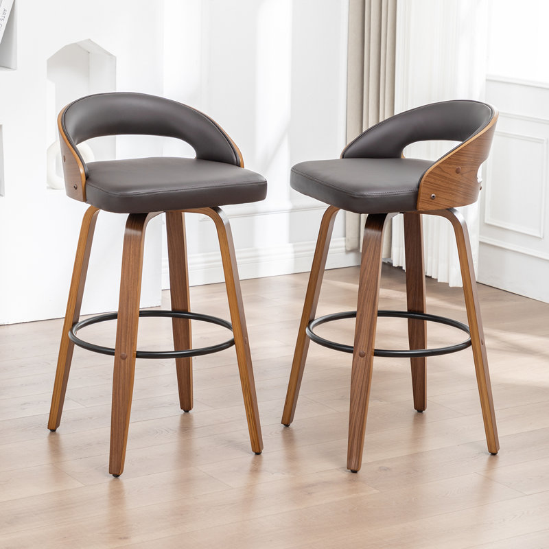Ensemble de tabourets de bar 2 pièces Modern Modern, Brun, Tabouret de comptoir (siège d’une hauteur de 25