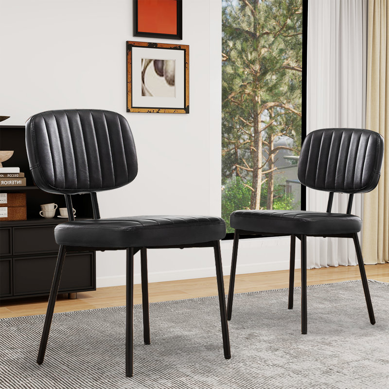 Dining Chairs, Upholstered Mid Century Modern Kitchen Dining Room Accent Chairs, Noir, 6