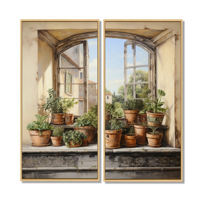 Italian Poteries Window Charm - White Traditional 2-Pieces Wall Art