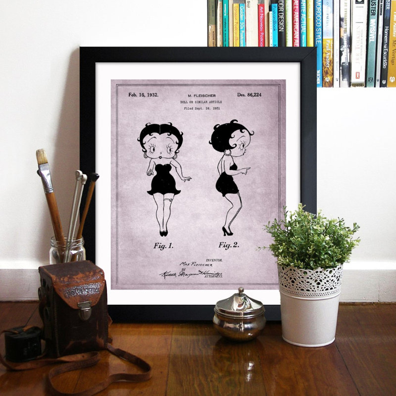 Betty Boop 1932, reproduction d'art graphique sur toile tendue, H 20,5 po x l 17,5 po