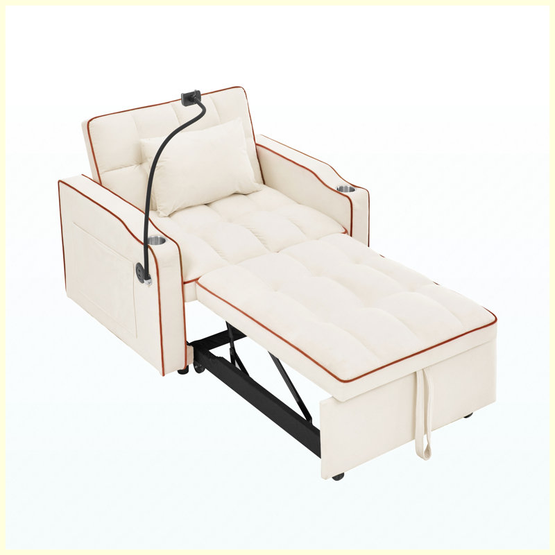 Canapé-lit convertible avec rangement beige