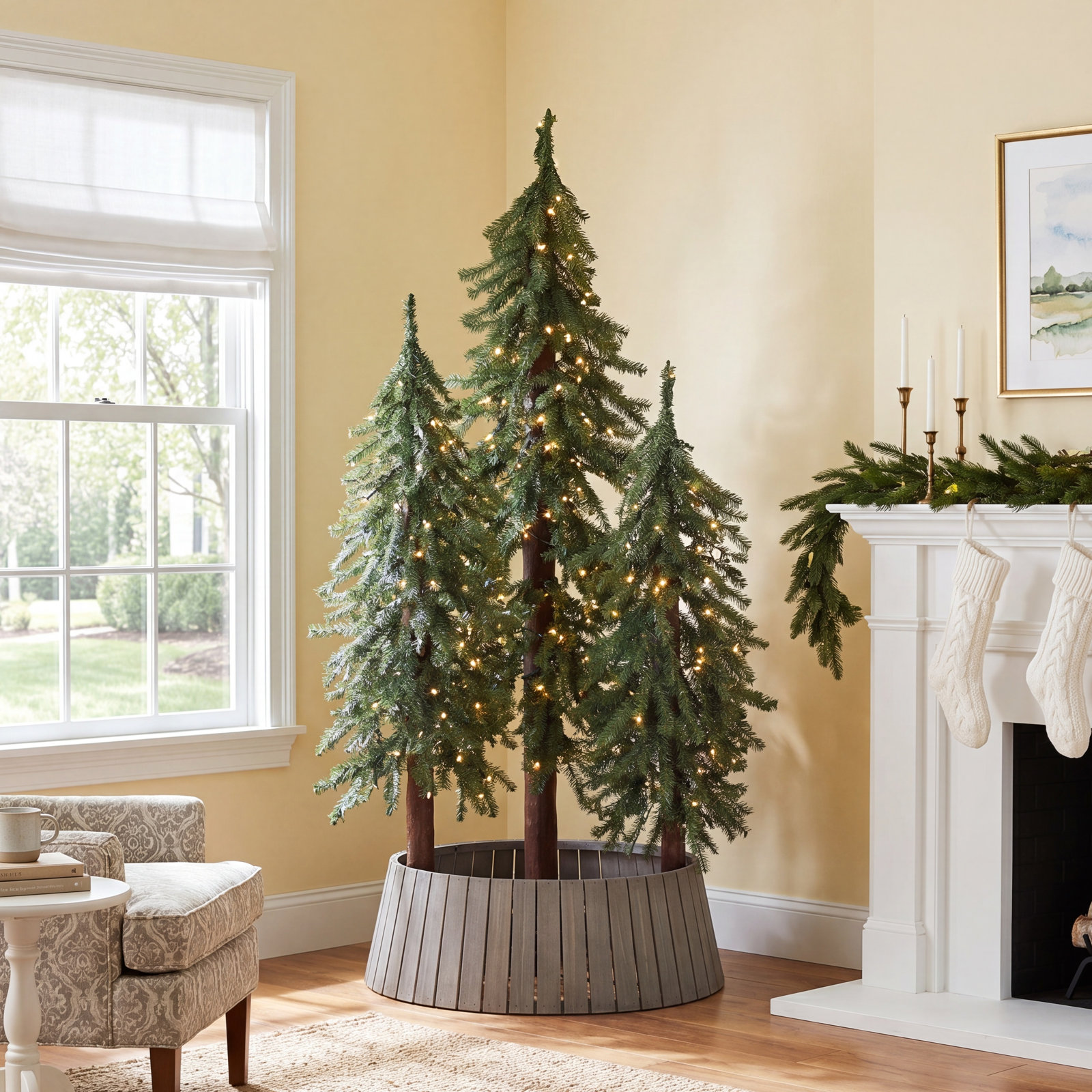 Alpine 4' Pre-Lit Pine Christmas Tree