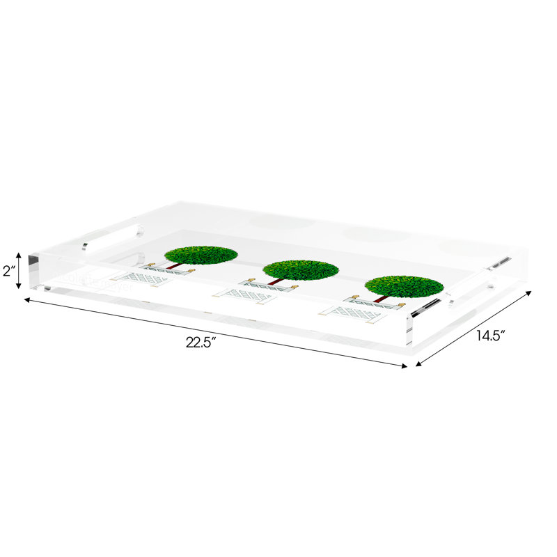 Timothy Corrigan Topiary Acrylic Rectangle Decorative Tray, 22.5"W x 14.5"D x 2"H