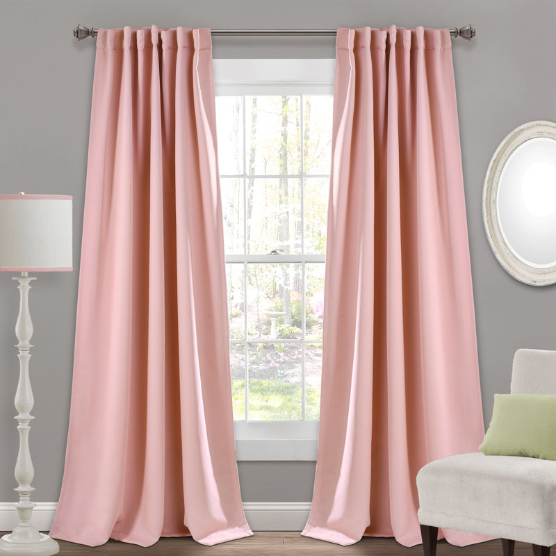Lush Decor Insulated Back Tab Blackout Blackout Curtain Pair, 84" L x 52" W, Pink