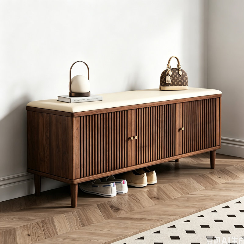 Banc à chaussures à lattes en bois massif 39,37 po Modern, H 18,9 po x l 39,37 po x P 13,78 po