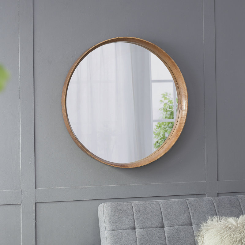 Miroir rond à cadre vertical, Bois massif