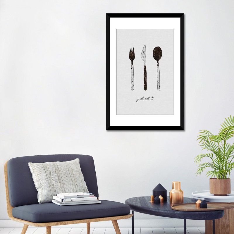 «Just Eat it», impression sur toile, H 24 po x l 16 po x P 1 po, Papier d'art encadré noir, Blanc