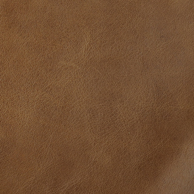 Caramel Brown Genuine Leather Mid-Century Modern Sofa with Removable Cushions