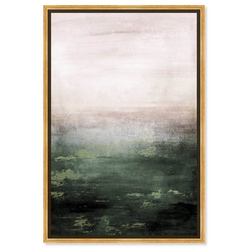 «Abstract Mossy Sailing», reproduction d'impression, H 36 po x l 24 po x 1,5 po, Toile encadrée d'or