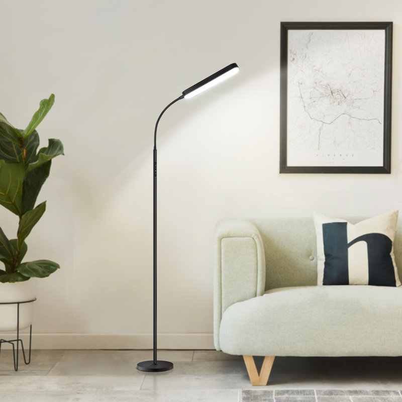Dwayne 68.5'' Dimmable LED Task/Reading Floor Lamp with Remote & Touch Control, Black