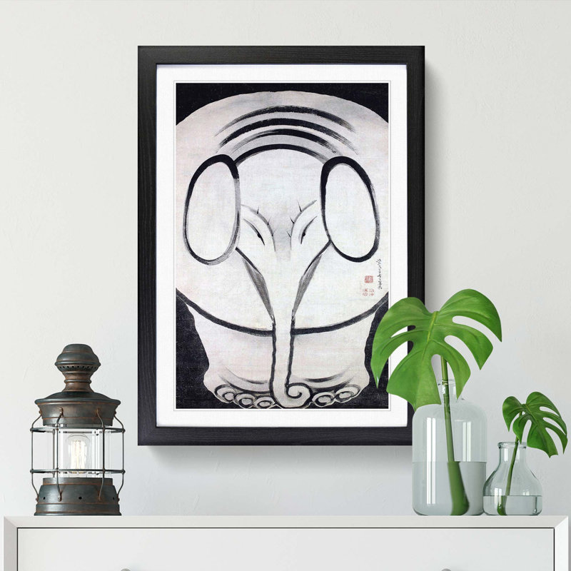 Elephant by Ito Jakuchu - Picture Frame Painting Print, 36cm H x 27cm W x 2cm D, Black Framed