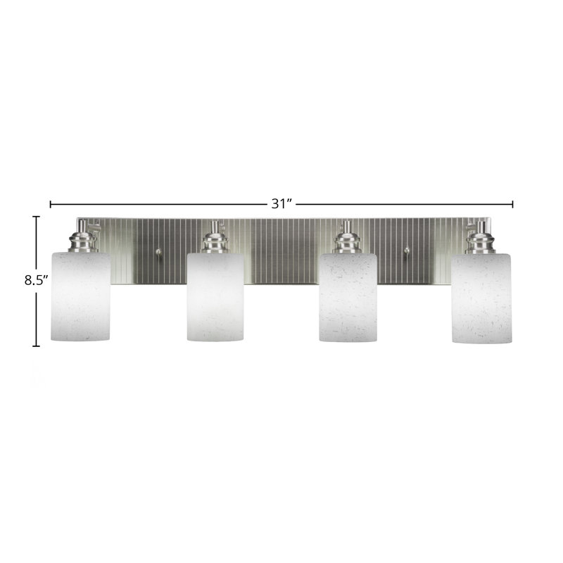 Edge 4 Light Bath Bar Shown In Brushed Nickel Finish With 4" White Muslin Glass