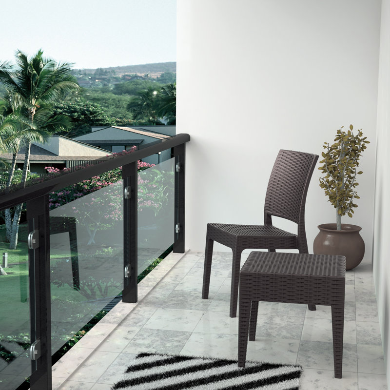 Tomosuke Stacking Patio Dining Side Chair, Brown
