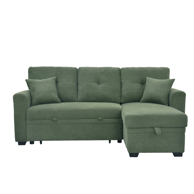 Canapé-lit tapissier en L 71 po, Vert foncé