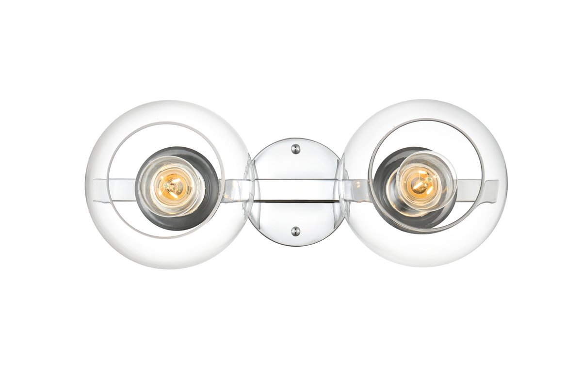 Nathalie 2 Light Glass Dimmable Armed Sconce, Chrome, 7" H x 7" W x 7" D, 1 Light