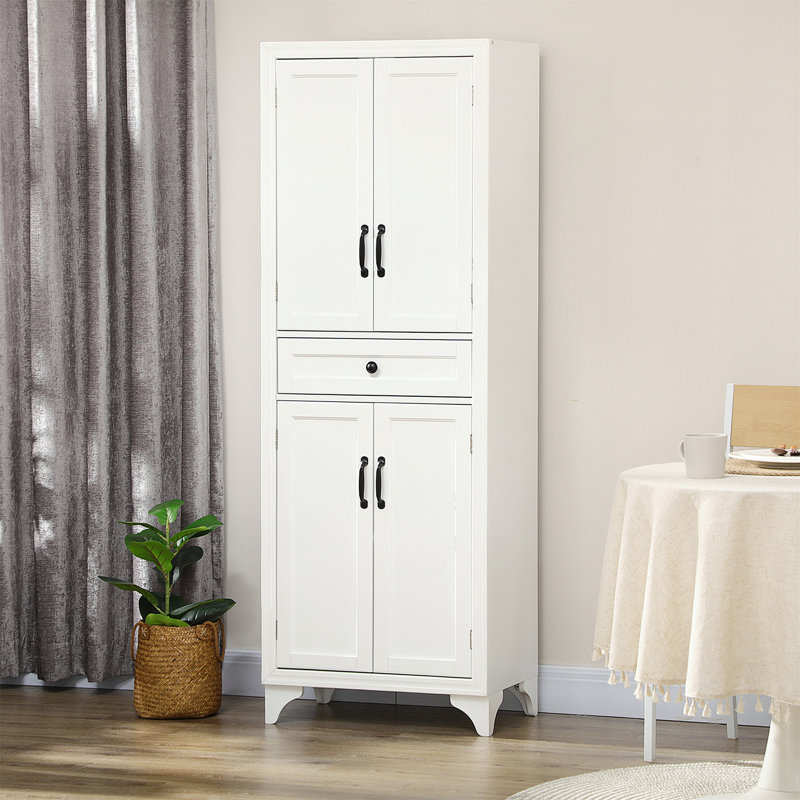 Armoire de rangement à 4 portes avec tiroir et tablettes réglables