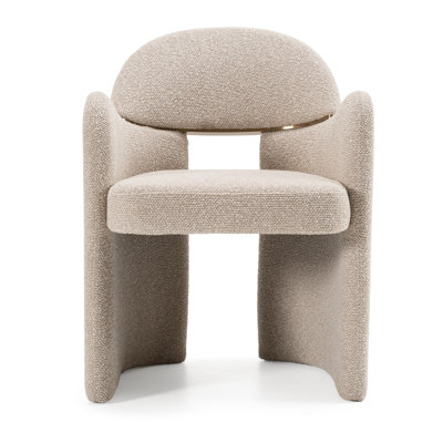 Ashley - Modern Beige Fabric + Brushed Brass Dining Chair