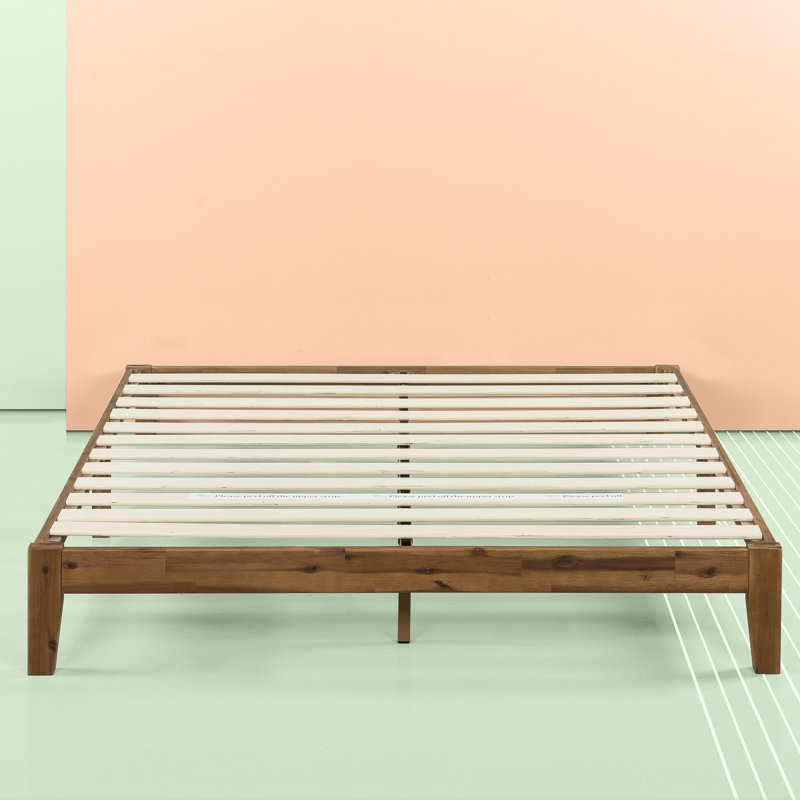 Sabir Contemporary Modern Solid Wood Bed, Queen
