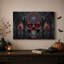 Crâne de vitrail rouge et bleu avec art gothique sur toile Halloween-1125122401