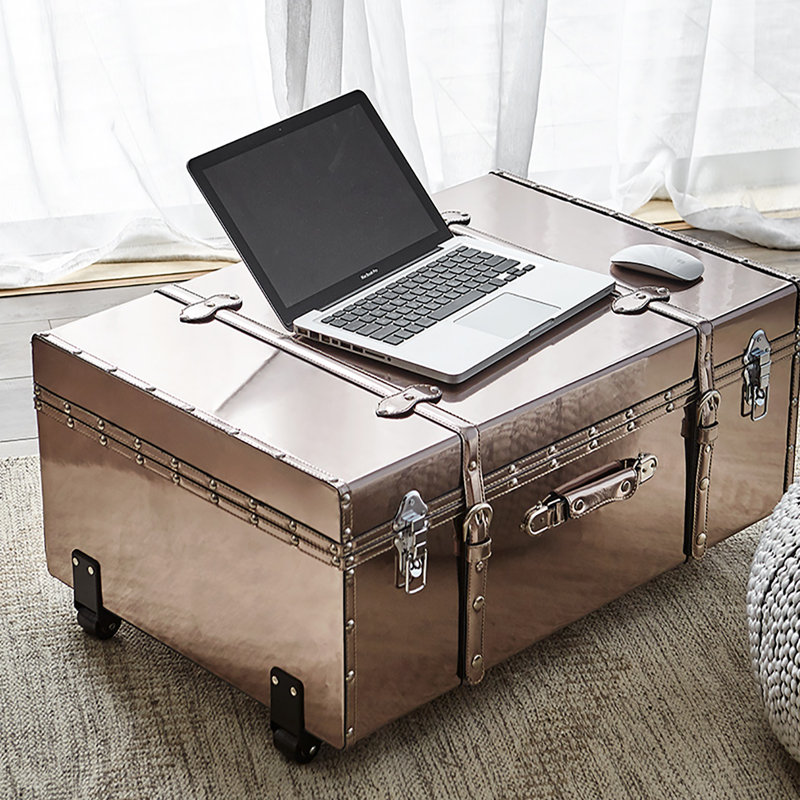 Texture Brand Designer Trunk with Wheels - Metallic, Bronze