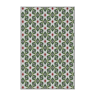 Tapis tissé à la machine vert