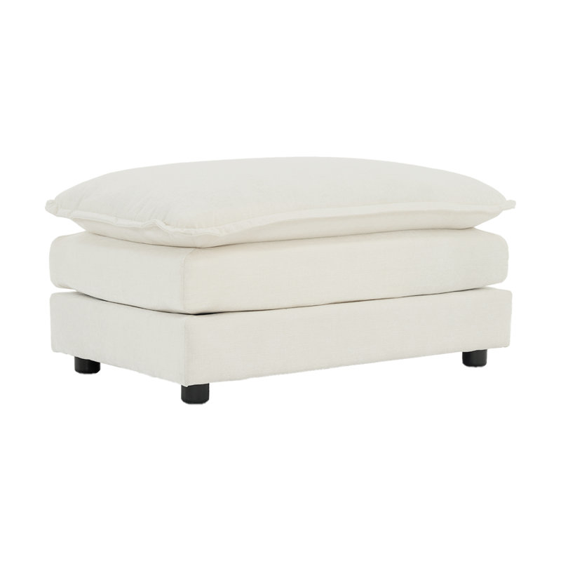 Chenille Fabric Ottomans Footrest To Combine With 2 Seater Sofa, 3 Seater Sofa And 4 Seater Sofa,Chenille, White