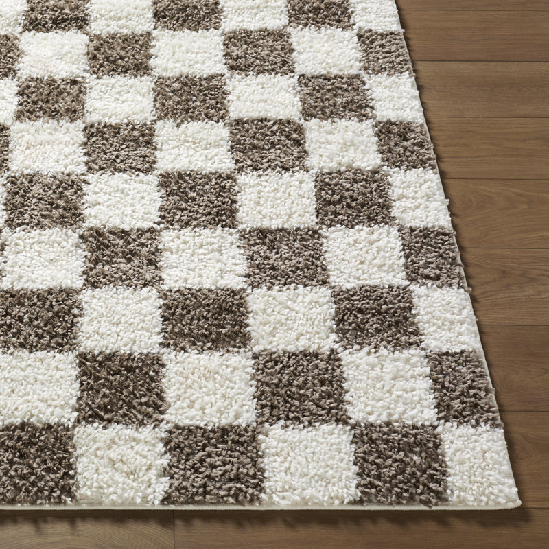  Edaline Machine Woven Rug, Rectangle 7'10" x 10', Black/White