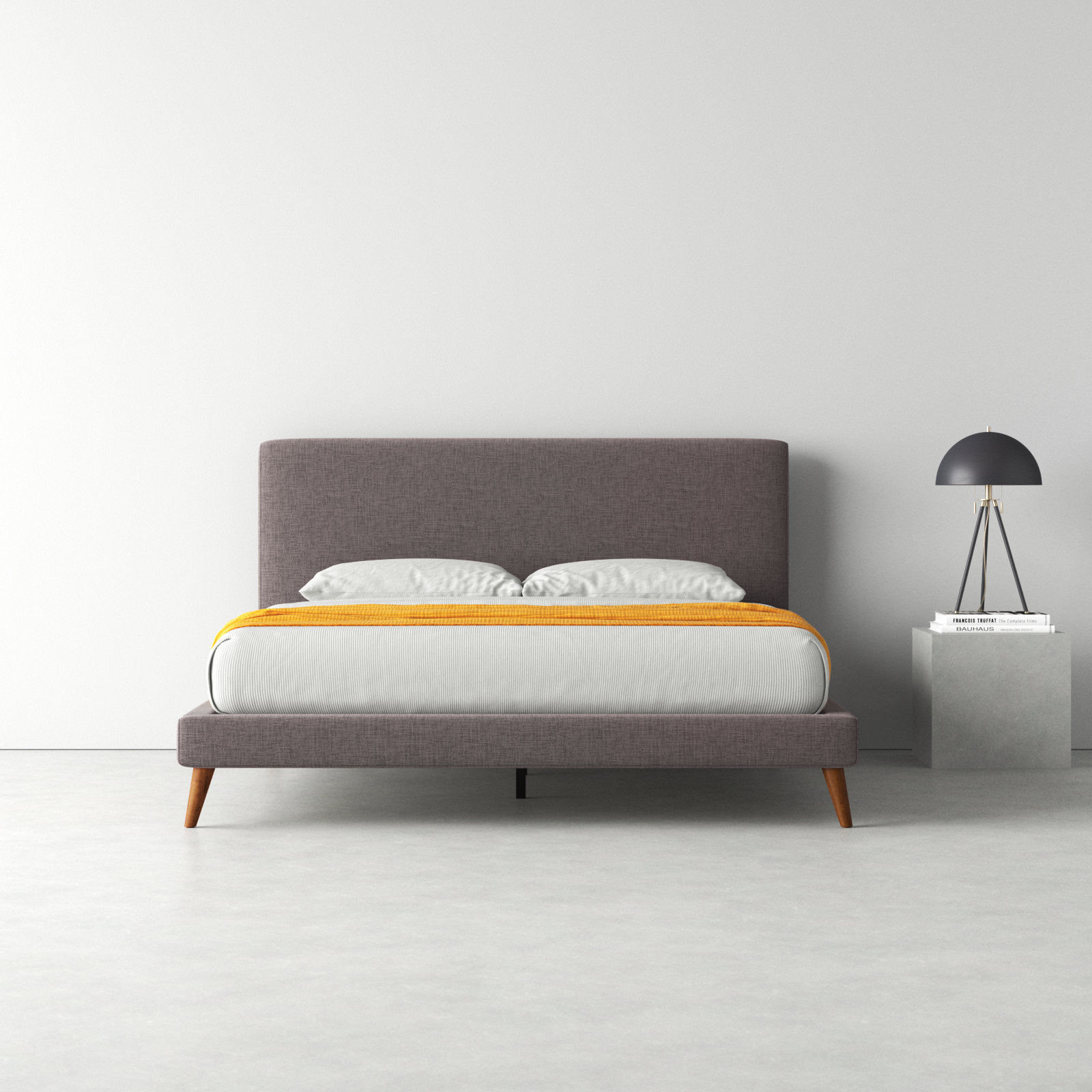 Williams Platform Bed, King, Dark Gray Linen
