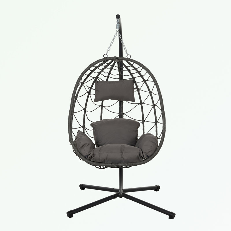 Fauteuil à œufs avec support et coussin moelleux, Gris foncé