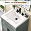 Plan de toilette en surface solide de 61 cm (L) × 56 cm (P) avec lavabo central simple intégré, blanc, dosseret de 9 cm et 3 trous prépercés pour robinetterie à entraxe de 20 cm.