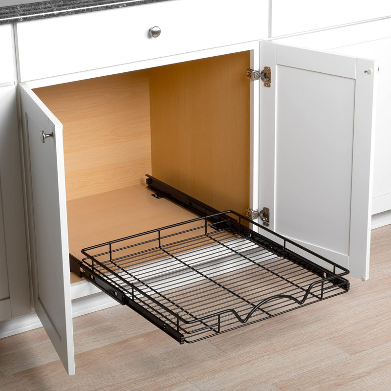 Organisateur d'armoire coulissant noir avec métal robuste et garantie à vie limitée, H 3,15 po x l 22,66 po x P 21 po