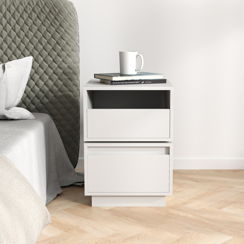 Table de chevet rotative Table de chevet Table de chevet Table de chevet 2 tiroirs, Blanc