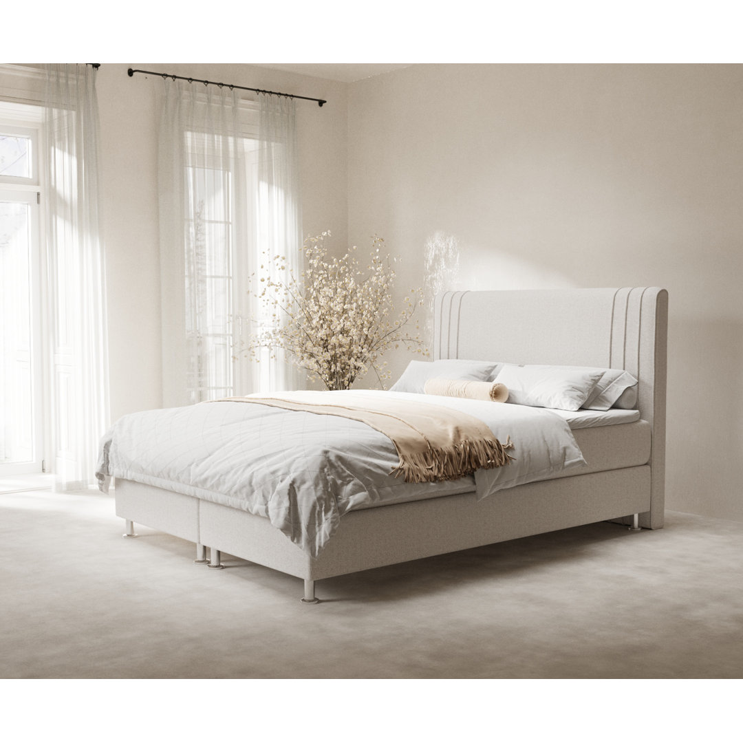 Echtes Boxspringbett Nicholette mit Zwei Matratzen und Latex Topper