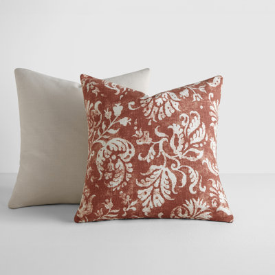 2-Pack Cotton Slub Decor Throw Pillows in Distressed Floral