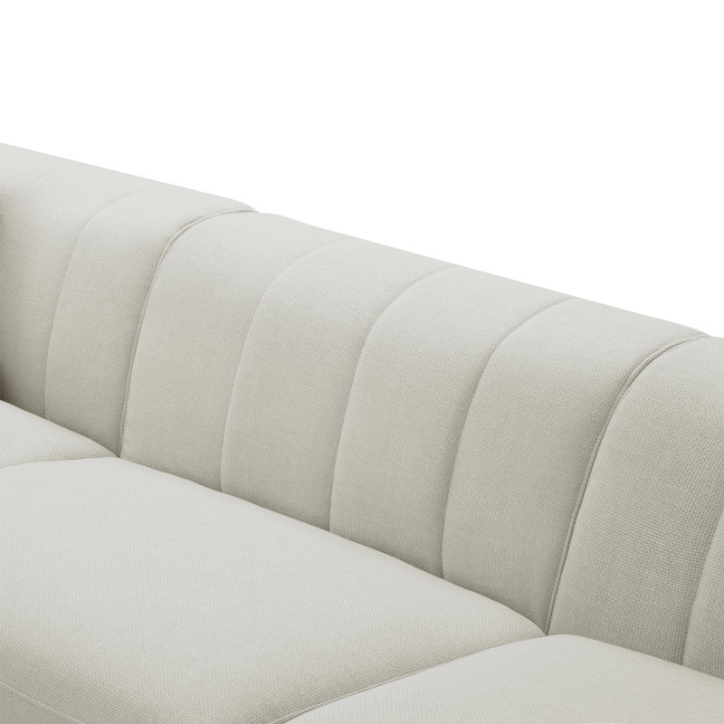Canapé modulaire 5 pièces avec coussins réversibles Augustine, Tissage crème Luna Performance