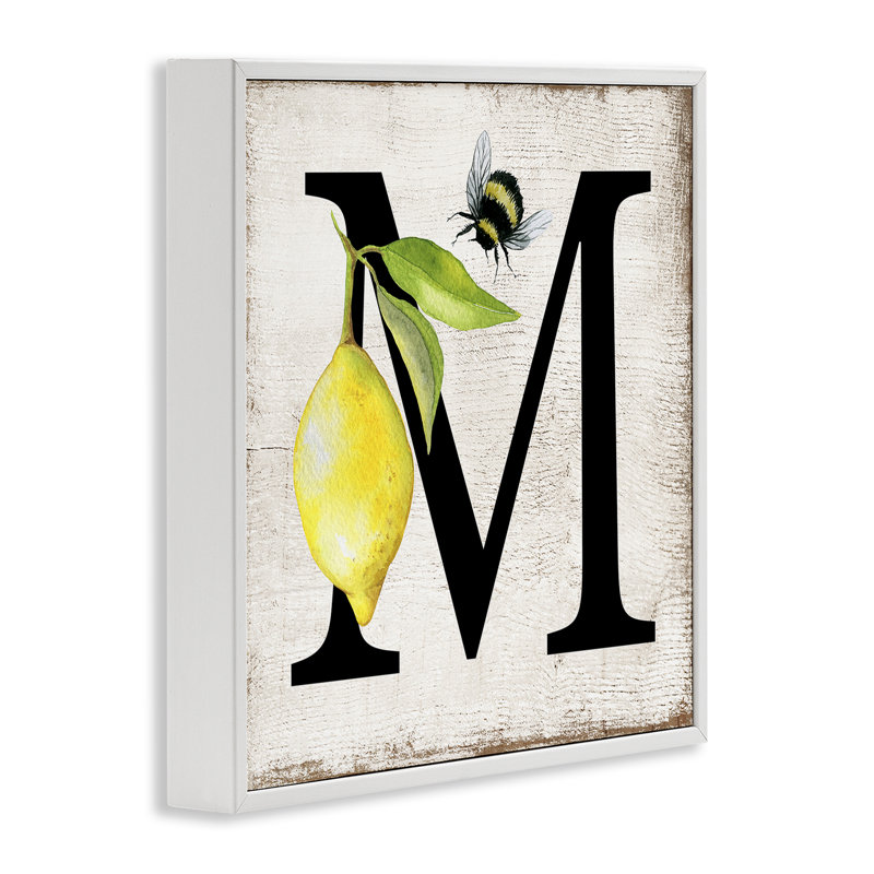 Giclée «Lemon & Bee M» par Creatif Belle, H 12 po x l 12 po, Giclée encadrée blanc bord de mer