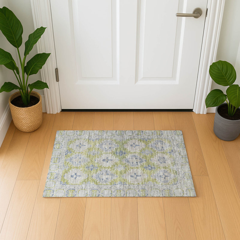 Premium Machine Washable Lubbers AMF1760 Border Rug, Rectangle 1'8" x 2'6"