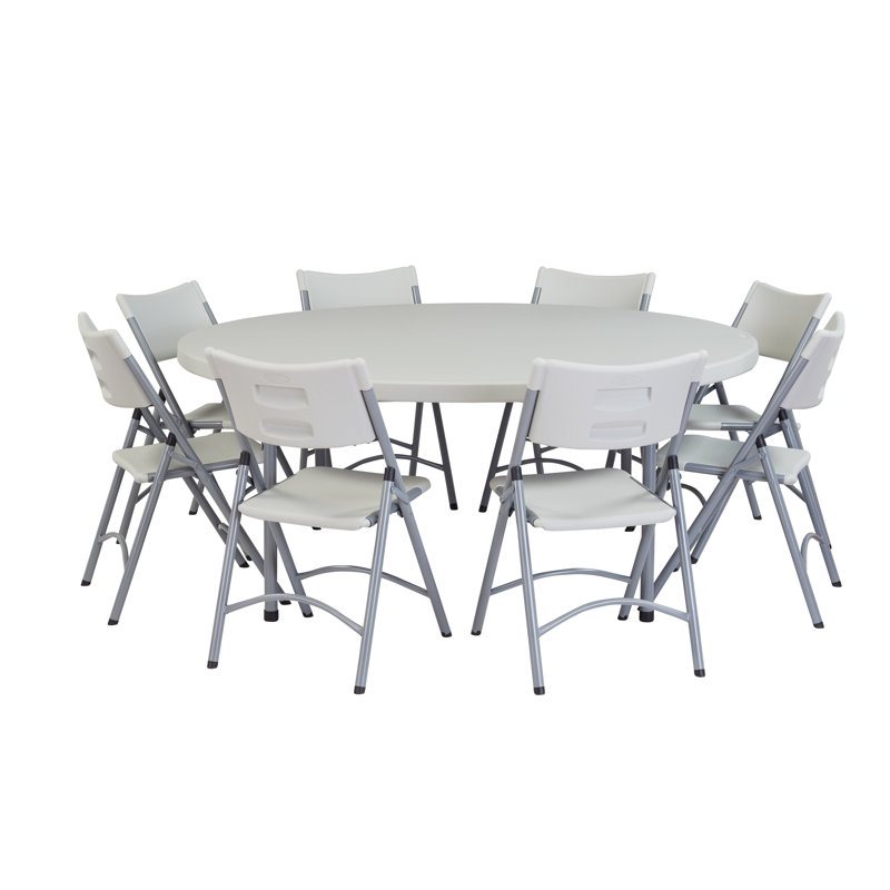 71'' Round Light Gray Polypropylene Folding Table