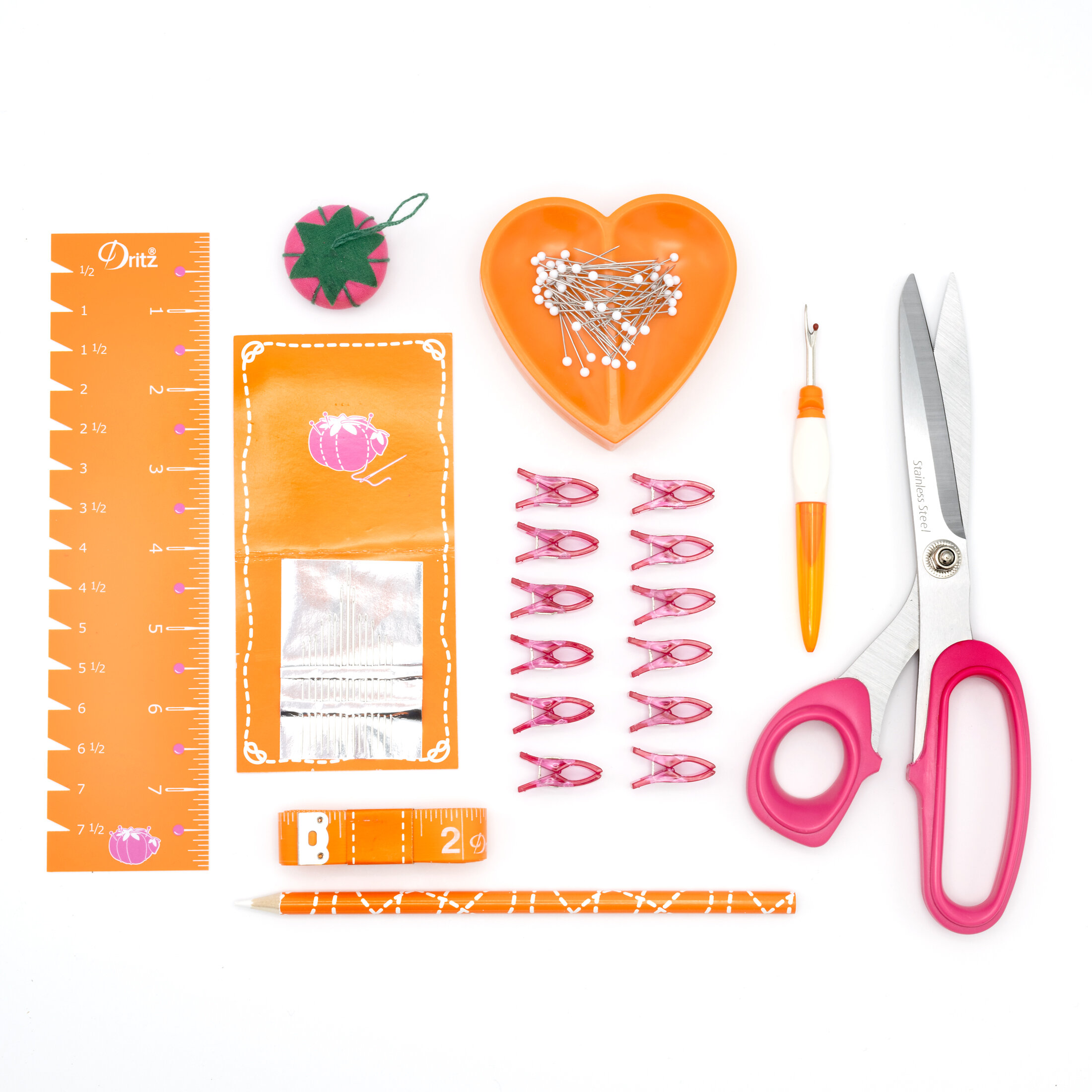Dritz Large Sewing Basket Kit, Pink & Orange