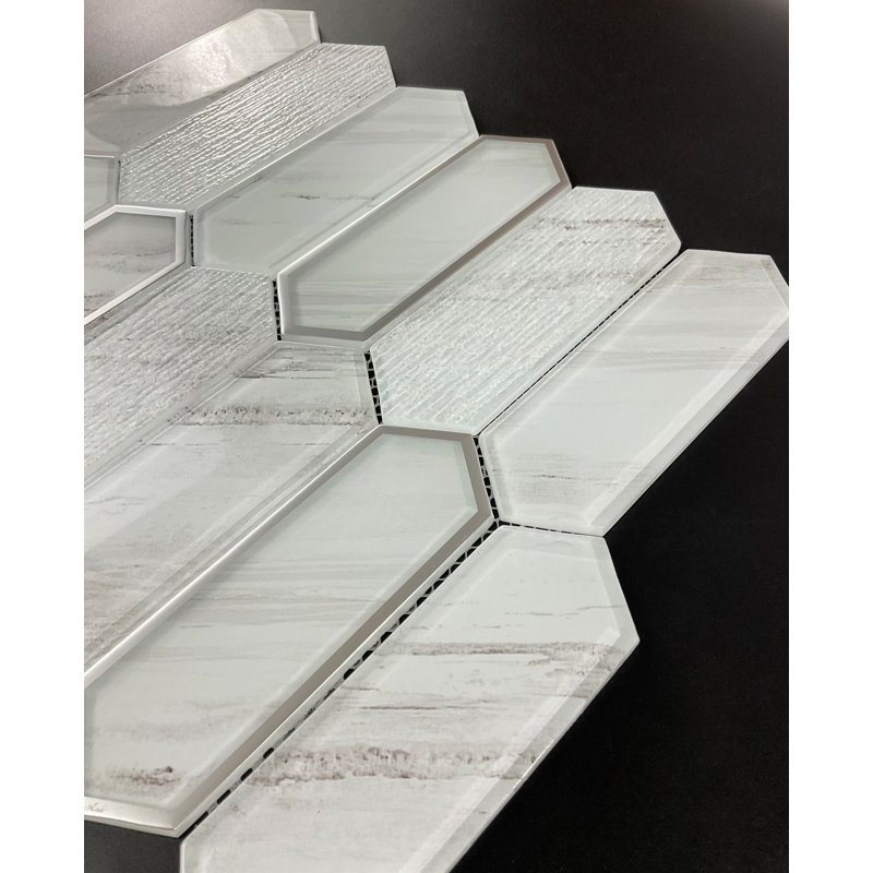 Glass Mosaic Wall Tile, Gray Mist & Silver Glazed