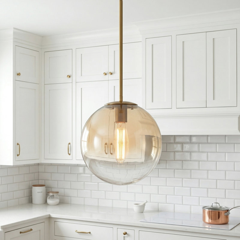 Luminaire suspendu en verre 9 po, Brushed Gold