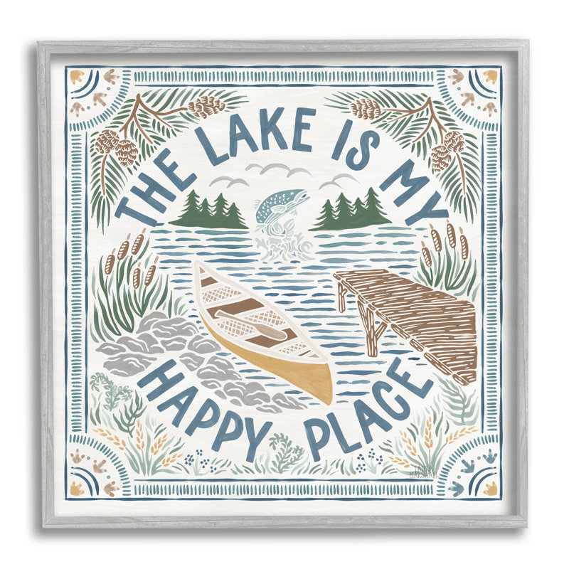 «Stupell Industries My Happy Place Lake», art mural sur toile par Laura Marshall, H 24 po x l 24 po x P 1,5 po