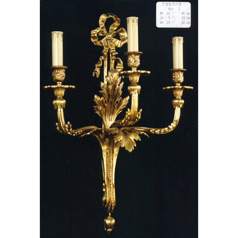 Casted Candle Wall Light, French Gold, 60cm H x 43cm W x 23cm D