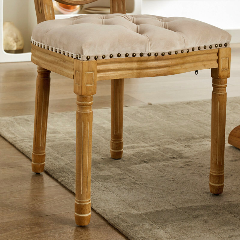 Chaise de salle à manger en velours, Beige
