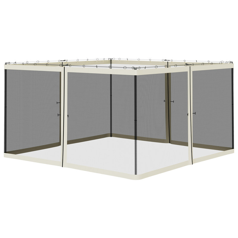 Filet de remplacement universel en mailles de remplacement 12 'x 12' pour abris de jardin et tentes à auvent avec fermetures à glissière, (paroi latérale seulement), crème
