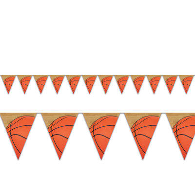 Basketball Pennant Banner - 11" x 12' - Pack of 12