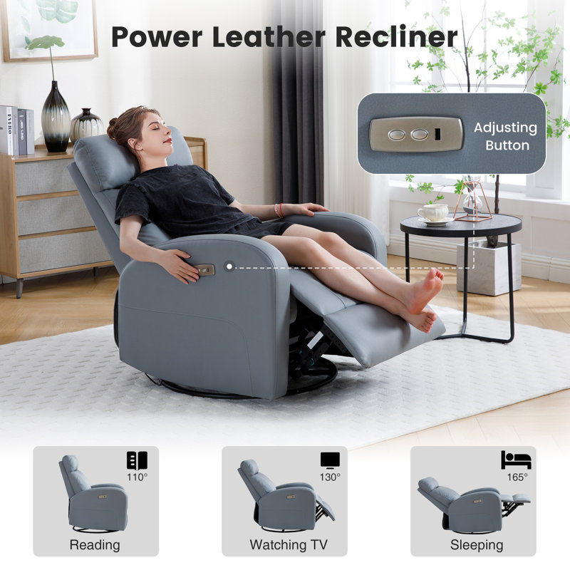 Laylana 30.3''Power Swivel Rocker Recliner Chair, Blue