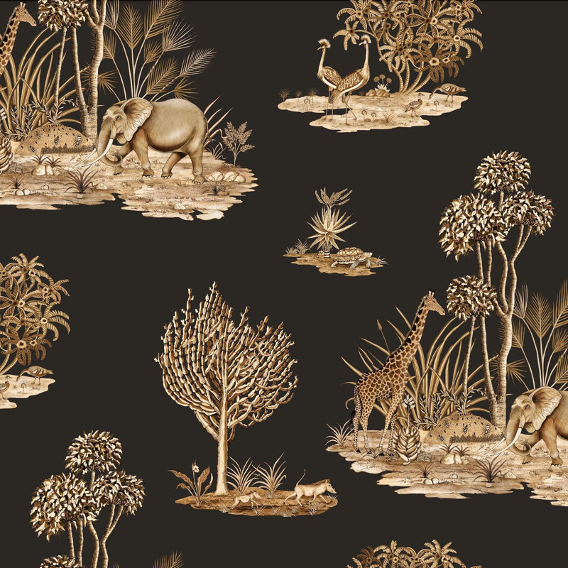 Ardmore Linen Fabric, Black/Gold