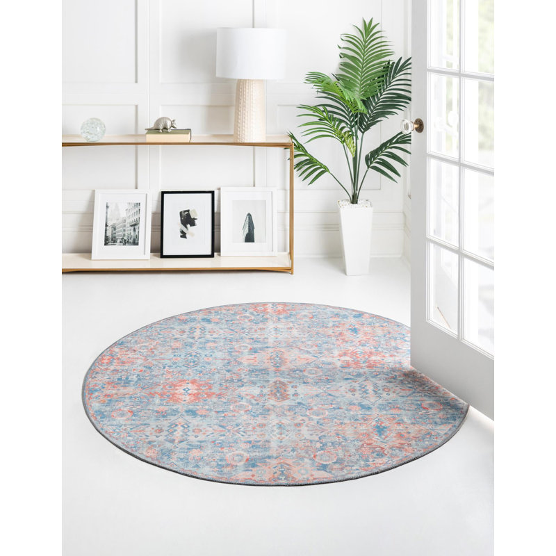 Mayzelle Chenille Oriental Indoor Rug, Round 5'