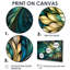 Turquoise, art nouveau, feuilles spirales - Botanicals, impression d'art mural-2061469332-2061469550